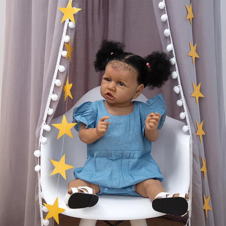 Boneca Bebe Reborn Negra Realista Barata Silicone