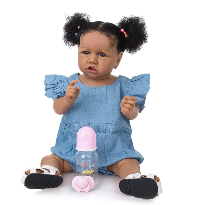 Boneca Bebe Reborn Negra Realista Barata Silicone